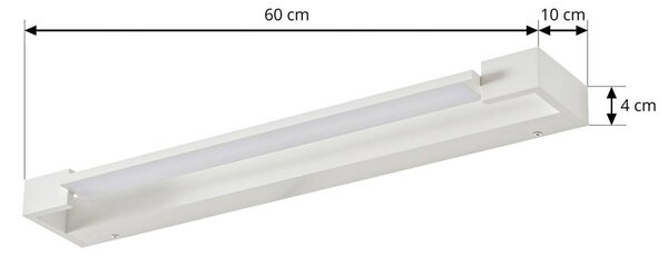 Arcchio LED fali világítás Jora, 60 cm, fehér, forgatható, IP44, Fehér / opál, Fürdőszoba, Alumínium, Modern