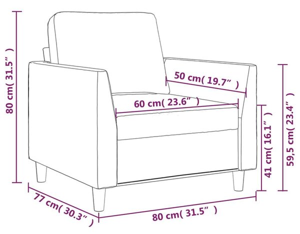 VidaXL Fekete Műbőr Fotel - 60 cm Ülőfelület