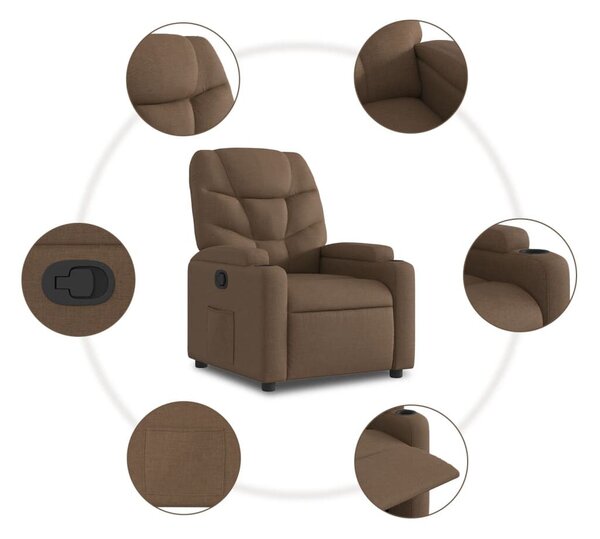 VidaXL Dönthető Fotel - Barna Szövet - Kényelmes Relax Fotel