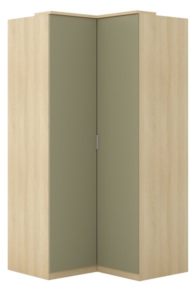 Sarokszekrény Nolcala 107, Laminált forgácslap, 217x109x109cm, Eukaliptusz, Tölgy