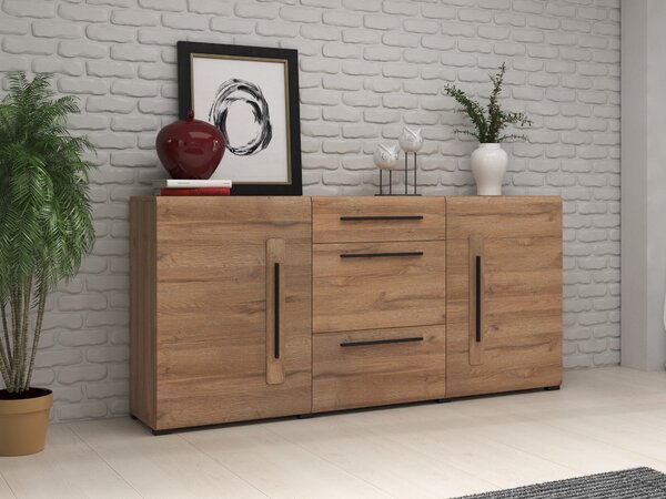 Komód Ophsalu 108, Laminált forgácslap, 86x180x39cm, Grandson tölgy