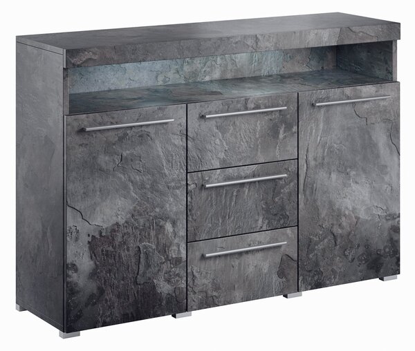 Komód Torvire 110, Laminált forgácslap, 92x132x39cm, Sötét beton