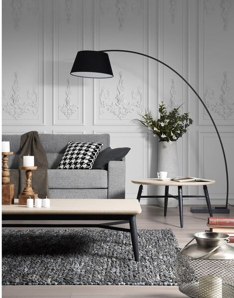 Fekete állólámpa textil búrával (magasság 210 cm) Juhe – Kave Home