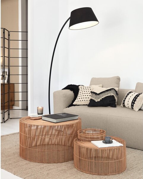 Fekete állólámpa textil búrával (magasság 210 cm) Juhe – Kave Home