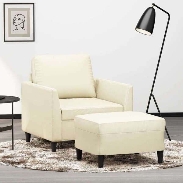 VidaXL krémszínű műbőr kanapéfotel lábtartóval 60 cm