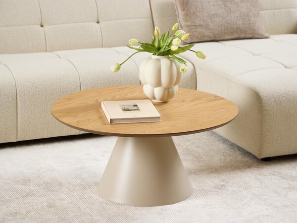 Dohányzóasztal Norsica 908, Fém, Természetes fa furnér, 40cm, Tölgy, Szürke