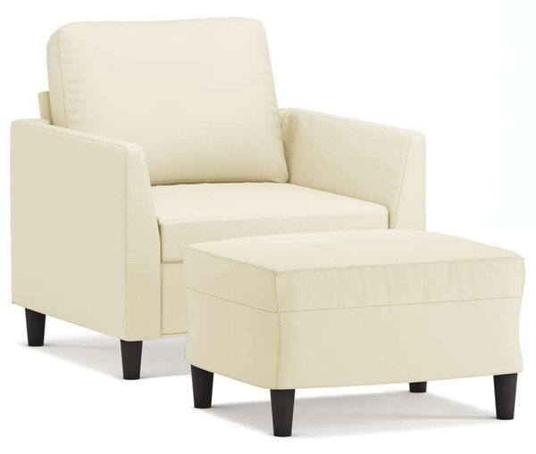VidaXL krémszínű műbőr kanapéfotel lábtartóval 60 cm
