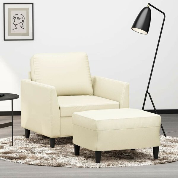 VidaXL krémszínű műbőr kanapéfotel lábtartóval 60 cm