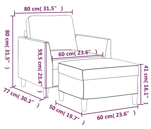 VidaXL krémszínű műbőr kanapéfotel lábtartóval 60 cm