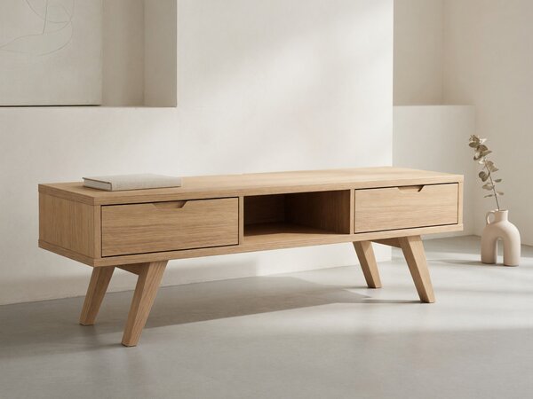 TV-állvány Norsica Albene 110, Laminált forgácslap, 45x150x40cm, Fehérített tölgy, Tölgy
