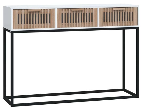 Fehér szerelt fa és vas tálalóasztal 105x30x75 cm