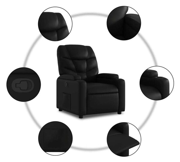 Dönthető Fotel - Fekete Műbőr - Kényelmes Relax Fotel