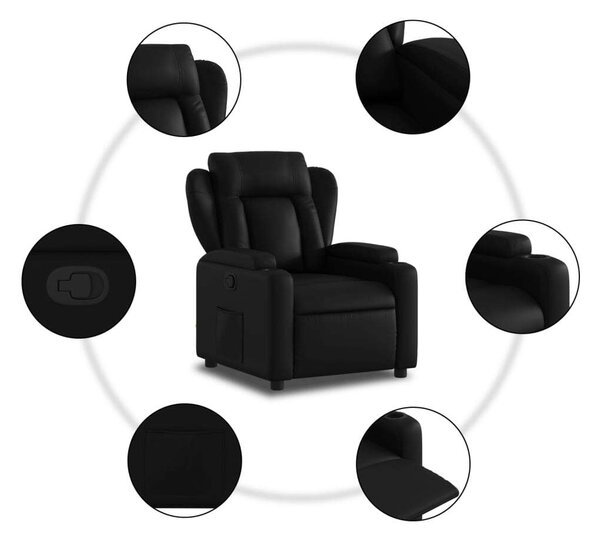 Dönthető Fotel - Fekete Műbőr - Kényelmes Relax Fotel