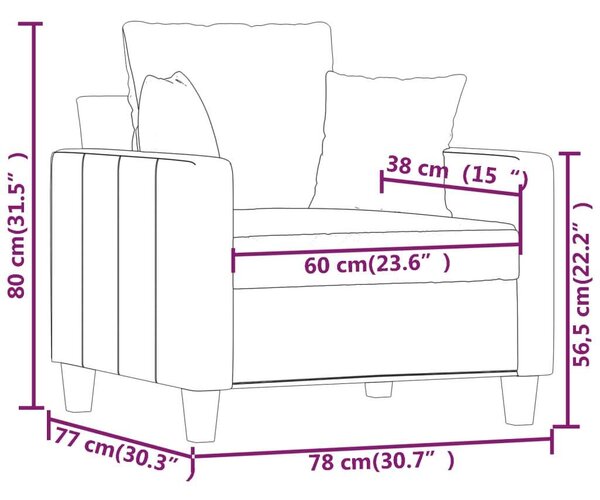 VidaXL Kanapéfotel - Világosszürke - Szövet - 60cm