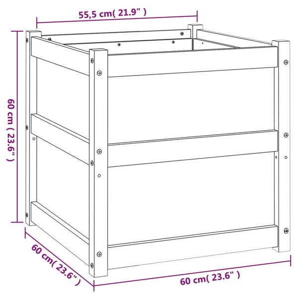 VidaXL Virágláda - Fehér Fenyőfa - 2 db - 60x60x60 cm