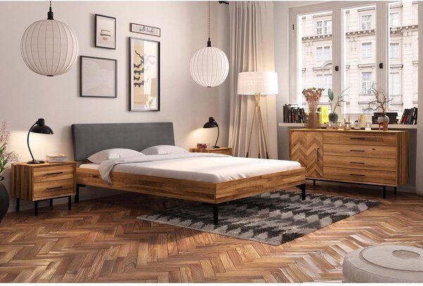 Tölgyfa franciaágy kárpitozott ágytamlával 180x200 cm Abies 1 - The Beds