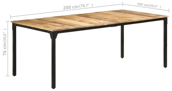 Mangófa Étkezőasztal - Rusztikus Design - 200x100 cm