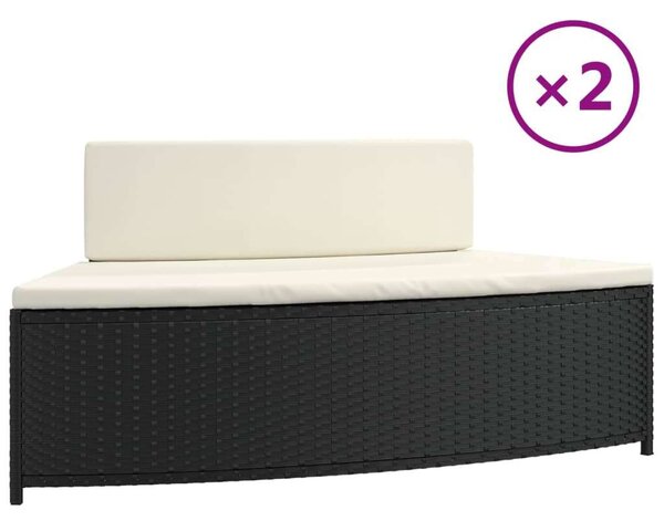 VidaXL 2 db fekete polirattan pezsgőfürdő pad párnával