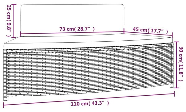 VidaXL 2 db fekete polirattan pezsgőfürdő pad párnával
