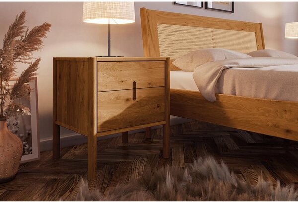 Tölgyfa franciaágy rattan ágytamlával 180x200 cm Pola - The Beds