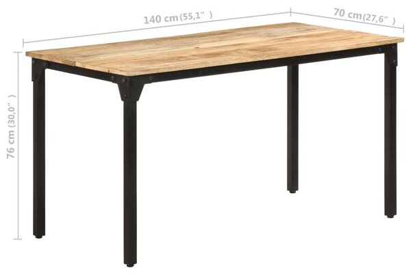 VidaXL Mangófa Étkezőasztal - Fekete Vas - 140x70x76 cm
