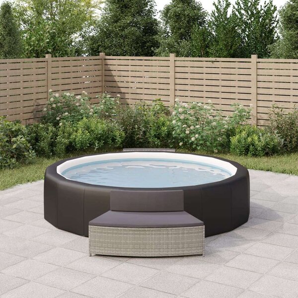 VidaXL 2 db szürke polyrattan pezsgőfürdő pad párnával