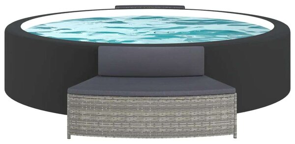 VidaXL 2 db szürke polyrattan pezsgőfürdő pad párnával