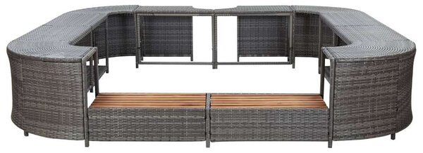 VidaXL Pezsgőfürdő Keret - Polyrattan - Szürke - 268x268 cm