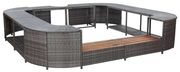 VidaXL Pezsgőfürdő Keret - Polyrattan - Szürke - 268x268 cm