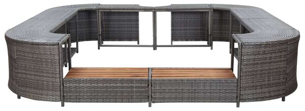 VidaXL Pezsgőfürdő Keret - Polyrattan - Szürke - 268x268 cm