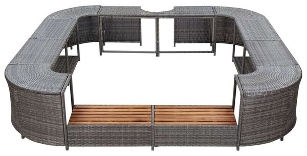 VidaXL Pezsgőfürdő Keret - Polyrattan - Szürke - 268x268 cm
