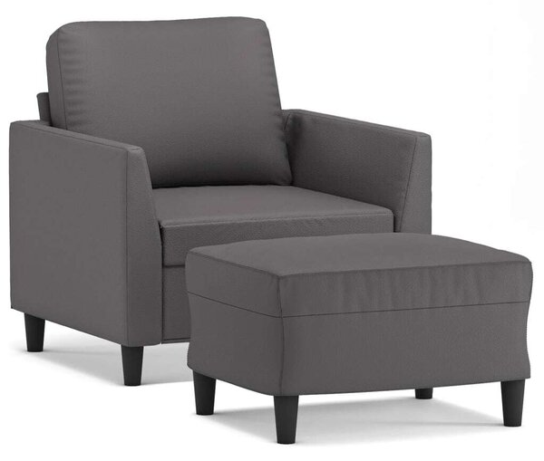 VidaXL szürke műbőr kanapéfotel lábtartóval 60 cm