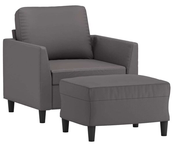 VidaXL szürke műbőr kanapéfotel lábtartóval 60 cm