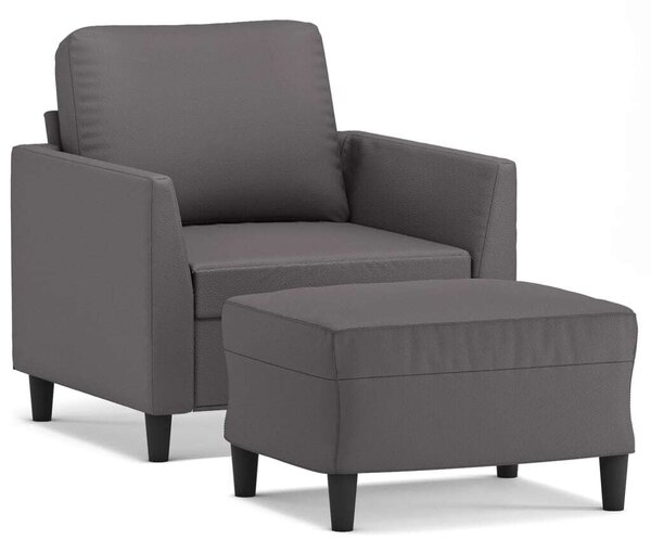 VidaXL szürke műbőr kanapéfotel lábtartóval 60 cm