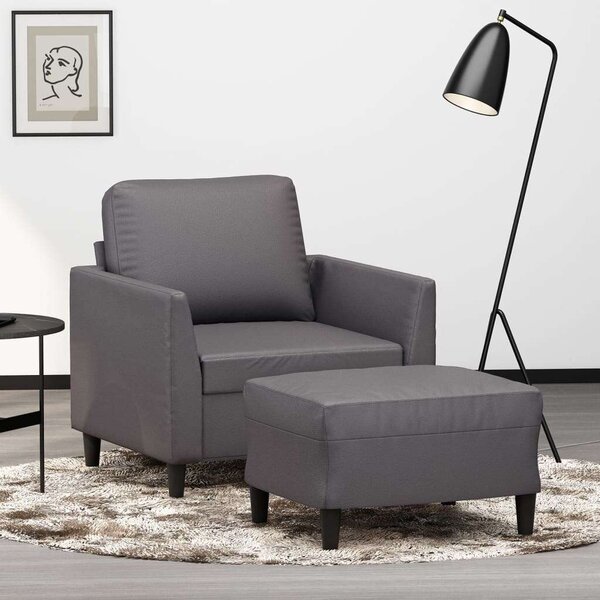 VidaXL szürke műbőr kanapéfotel lábtartóval 60 cm