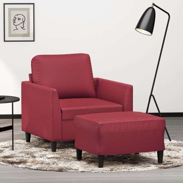 VidaXL bordó műbőr kanapéfotel lábtartóval 60 cm