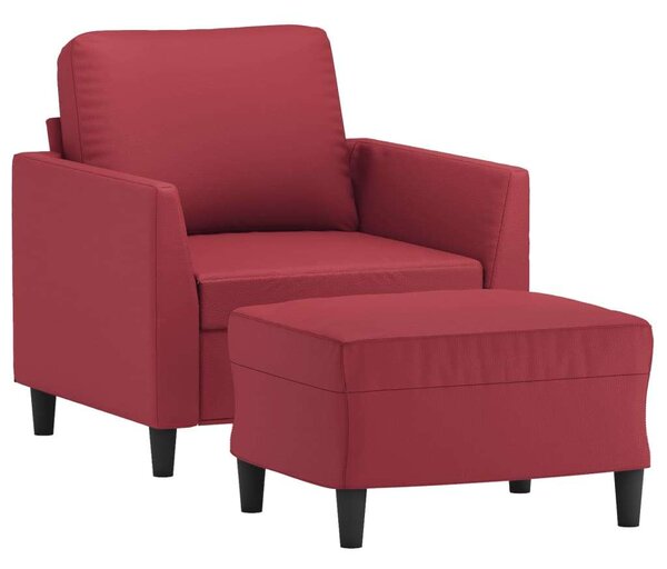VidaXL bordó műbőr kanapéfotel lábtartóval 60 cm