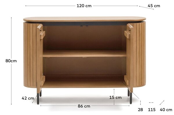 Natúr színű mangófa alacsony komód 120x80 cm Licia – Kave Home