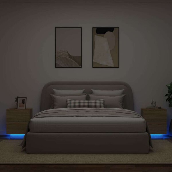 VidaXL LED-es Éjjeliszekrény - 2 db - Sonoma Tölgy