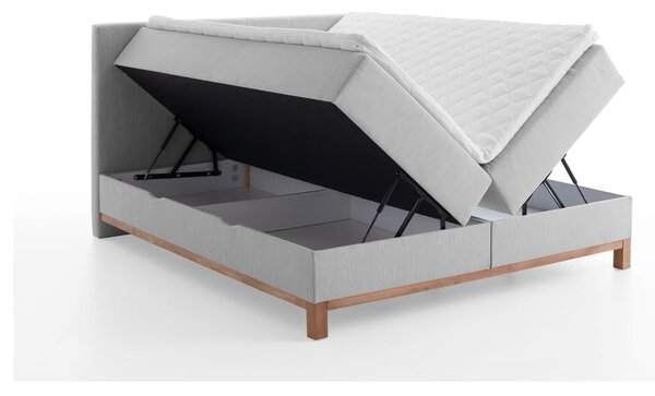 Világosszürke boxspring ágy tárolóhellyel 160x200 cm Catania - Meise Möbel