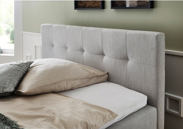 Világosszürke boxspring ágy tárolóhellyel 160x200 cm Catania - Meise Möbel