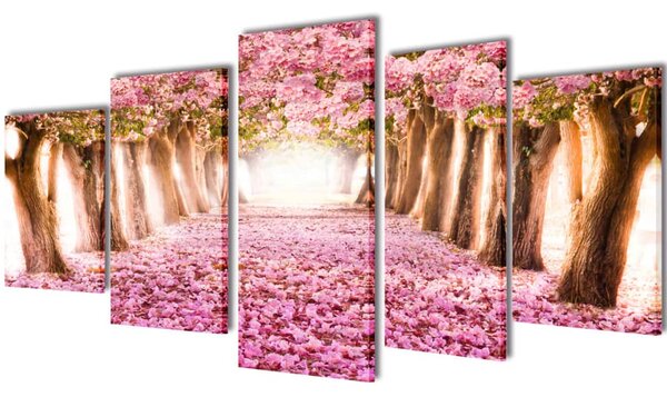 VidaXL Vászon falikép szett cseresznyevirág 100 x 50 cm