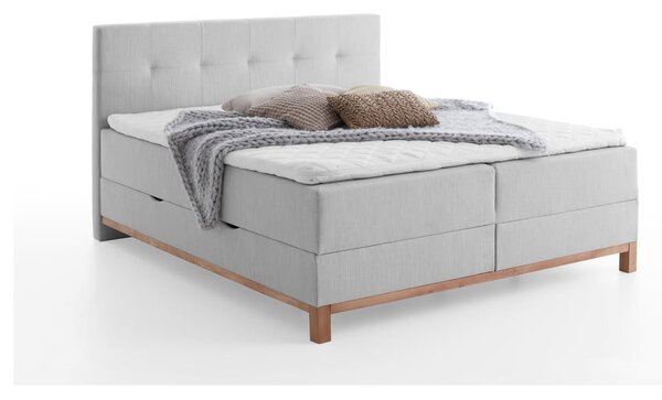 Világosszürke boxspring ágy tárolóhellyel 160x200 cm Catania - Meise Möbel