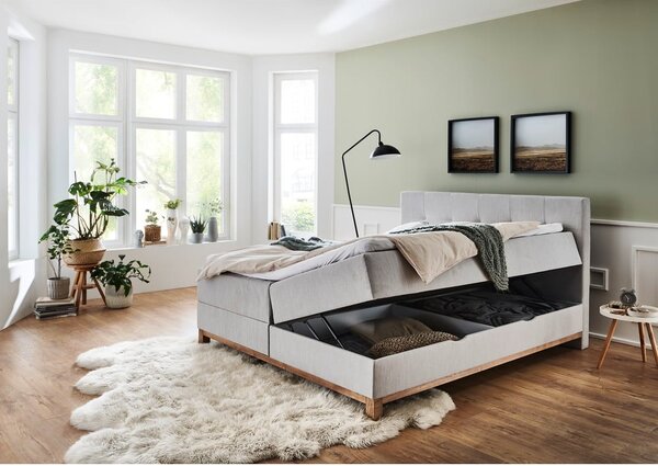 Világosszürke boxspring ágy tárolóhellyel 160x200 cm Catania - Meise Möbel