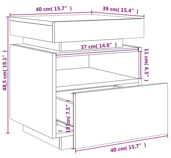 VidaXL LED Éjjeliszekrény 2 db - Sonoma Tölgy - 40x39x48,5cm