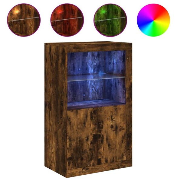 VidaXL LED-es Tálalószekrény - Füstös Tölgy - 60x37x100cm