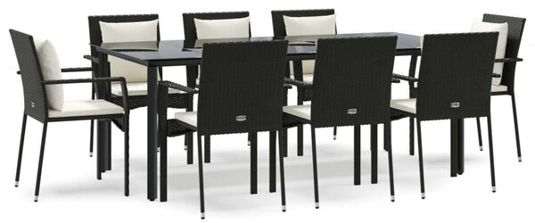 Kertbútor - Polyrattan Étkezőgarnitúra - 8 Személyes - Fekete