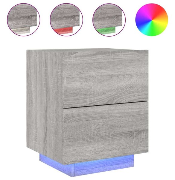 LED-es Éjjeliszekrény szett - 2 db - Sonoma Szürke