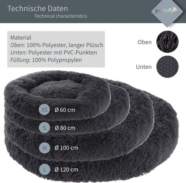 PESTUFF Kutyafekhely kerek 100 cm sötétszürke