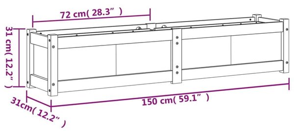 VidaXL Virágláda - Fenyőfa - 150x31x31 cm - 2 db